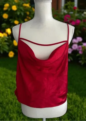 LOVERS AND FRIENDS Red Draped Tank Top Blouse Size Medium thumbnail 1