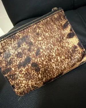 Madewell Leopard Print Zip Pouch in Brown and Black thumbnail 1