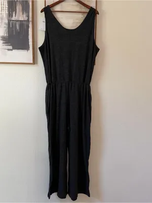 Nike Charcoal Wide-Leg Knit Tank Jumpsuit with Drawstring XXL NWT thumbnail 9