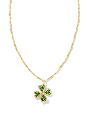 💫🍀 Kendra Scott Clover Gold Short Pendant Necklace Green thumbnail 5