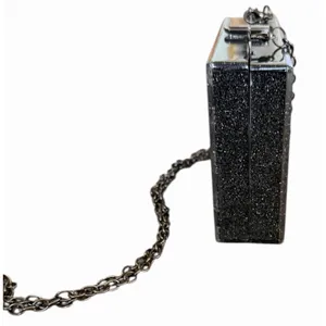 A New Day Black Pearl White Confetti Acrylic Box Clutch Chain Bag thumbnail 2