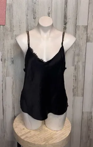 Victoria’s Secret Black Lace Cami Tank Top Chain Strap Open Back Size M thumbnail 1