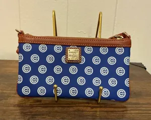 Rare Vintage Dooney & Bourke Chicago Cubs Canvas Leather Zip wristlet Wallet thumbnail 1