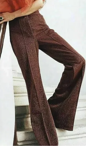 H&M Shimmering Brown Flare Pants thumbnail 1