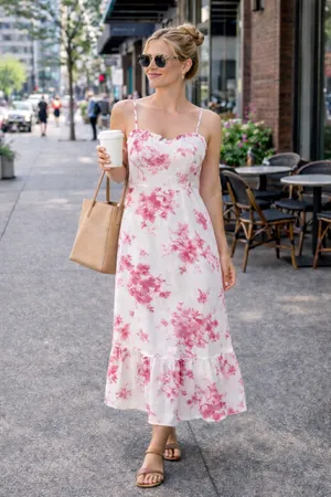 Chicwish red floral midi dress NWT thumbnail 2
