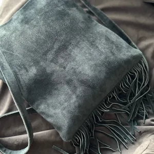 Black Suede Fringe Crossbody Bag Purse thumbnail 5