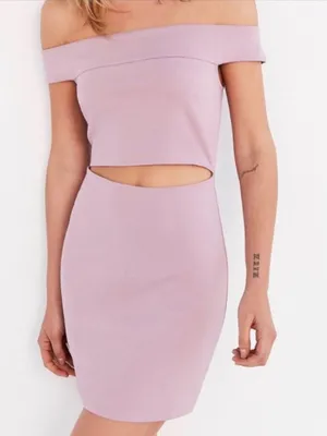 NWT Anthropologie Silence + Noise Mauve Purple Belly Cut Out Dress thumbnail 7