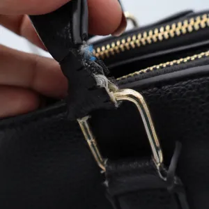 Marc New York Satchel Womens Large Black Pebbled Chain Accent Gold Hardware Fair thumbnail 5
