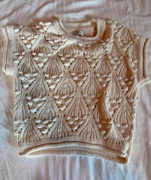 She + Sky Bobble Knit Sweater Top Open Knit Boho Coastal Size S thumbnail 1