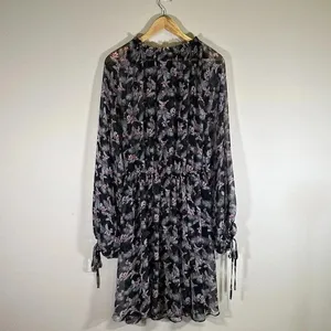 Victoria’s Secret Black Ruffle Floral Print Chiffon Kimono Size M/L Swim Flowy thumbnail 4