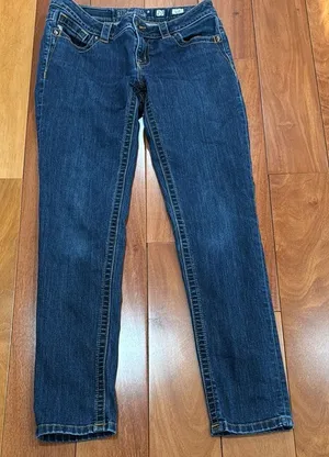 MISS ME Women's Plain Stretch Crop Skinny Zip Ankle‎ Jeans Mid Rise Blue Size 29 thumbnail 1