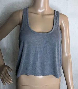American Eagle Gray Cropped Mesh Tank Top thumbnail 1