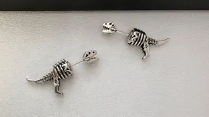 Dinosaur Stud Earrings for Men Women,Streetwear Punk Hip Hop Unisex Style thumbnail 2