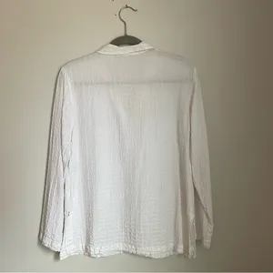 Norm Thompson White Casual Preppy‎ Tencell Textured Beachy Collared Shirt sz M thumbnail 5