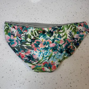 Prana Reversible Bikini Bottoms Tropical Floral Striped‎ Olive Green Small S thumbnail 3