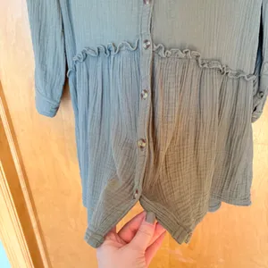 Maeve by Anthropologie‎ Olive Green Gauze Ruffle Tunic Dress Shirt Size 2 thumbnail 7