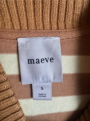 Anthropologie Maeve Cotton Boxy Oversized V-Neck Top Striped s thumbnail 4