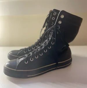 Converse Chuck Taylor All Star X-Hi Black Leather High Top Sneakers size M7 / W9 thumbnail 1
