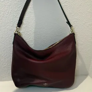 Kate Spade Polly Medium Leather Shoulder Hobo Bag Cherrywood Burgundy Wine thumbnail 5