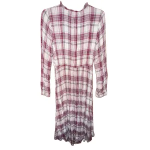 Knox Rose Maroon Plaid Long Sleeve Sheath Dress Pockets Flowy Country Boho XS thumbnail 6