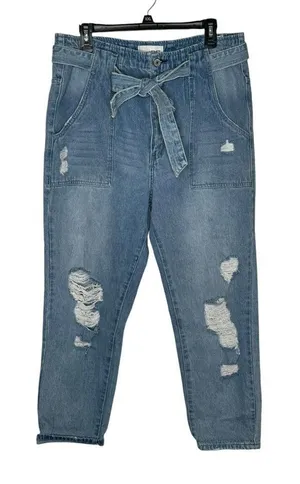 Vervet Women Jeans Distressed Tie Belted Patch Pocket Super High Denim‎ Sz. 34 thumbnail 1