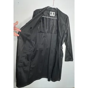 1990s Rave 4 Real Black Coated Stretch Trench Coat Women’s M/L thumbnail 12