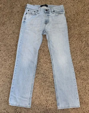 Hollister Men's Blue Light Wash Denim Straight Jeans Stretch 5-Pocket thumbnail 1