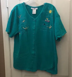 FINAL MARKDOWN White stag embroidered blouse large thumbnail 1