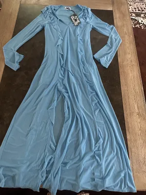 Women's Long Sleeve Ruffle Maxi Dress - Future Collective Light Blue thumbnail 5