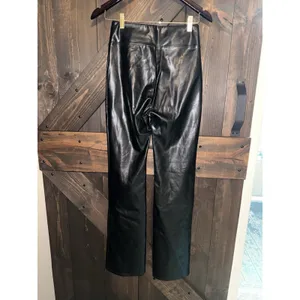 Abercrombie & Fitch Vegan Leather Split Hem Flare Leggings Black Size‎ Small S thumbnail 3