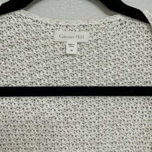 Garnet Hill 100% Cotton Lightweight Long Open Front Cardigan in White - Size M thumbnail 3