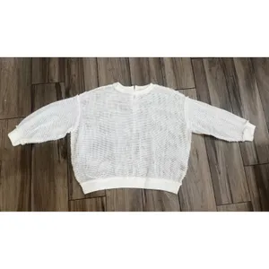 New! POL Oversized Open Knit Mesh Sweater Ivory Boho‎ Beachy Pullover Sz Small thumbnail 4