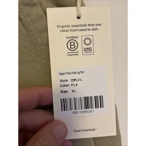 Mate The Label Organic Fleece Wide Leg Pant Heather Flax X-Large MSRP $138 thumbnail 3