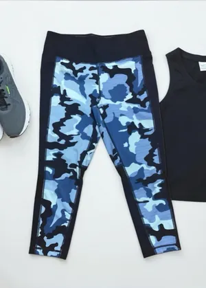 LulaRoe Rise Collection blue camo capri leggings size Large thumbnail 1