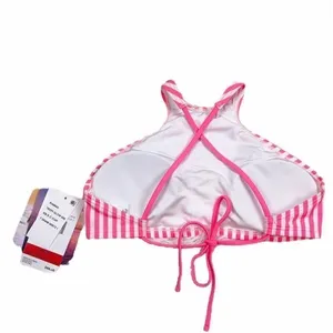 Coco Rave‎ Tropi Glow Pink Striped Flamingo Halter Bikini Top XS / S 30/32 C thumbnail 4
