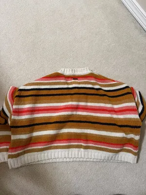 Billabong Multicolored Stripped, Boxy, Cropped Sweater in M thumbnail 6