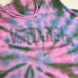 Von Dutch Rhinestone Tie Dye Jogger Hoodie Set Olive Green Pink Purple Small‎ thumbnail 3