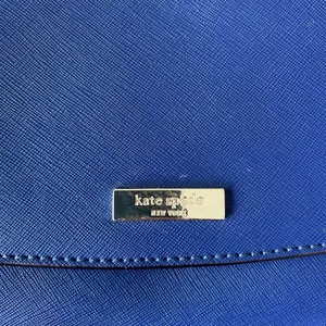Kate Spade Laurel‎ Way Greer Saffiano Leather Purse Clutch Navy Blue Gold Chain thumbnail 2