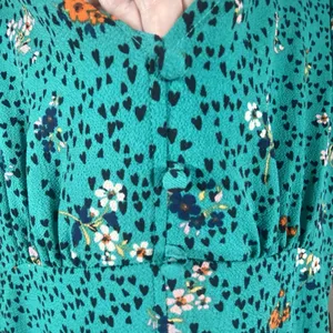 Bebop Floral Midi Dress‎ L XL Flutter Sleeve Babydoll Cottagecore Smocked Green thumbnail 8