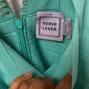HERVE LEGER Seafoam Turquoise Bardot Blue Bandage Mini Dress thumbnail 4
