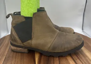 Sorel Emelie Chelsea Ankle Boots Bootie Brown Leather Waterproof Women's‎ 8 thumbnail 1
