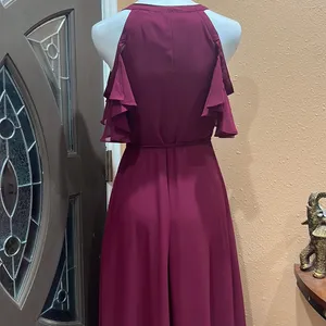 Lulus burgundy cold shoulder long dress thumbnail 8