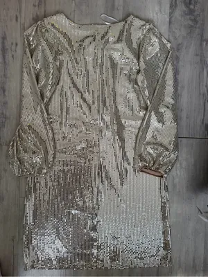 Alexa B Silver Sequin Long-Sleeve Shift Dress thumbnail 6