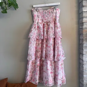 LULUS Pristine Cutie Floral Organza Bustier‎ Midi Dress thumbnail 5