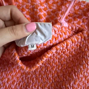 Cecilie Copenhagen Pink & Orange Tiered Tie-Shoulder Dress thumbnail 6