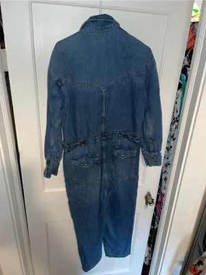 We The Free Blue Denim Coverall Jumpsuit - Size Medium thumbnail 7