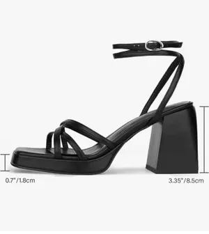 Black strappy heels  size 7 thumbnail 4