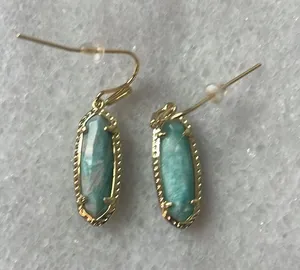 Kendra Scott Emma 14K Gold Over Brass Amazonite drop turquoise Earrings New OS thumbnail 4