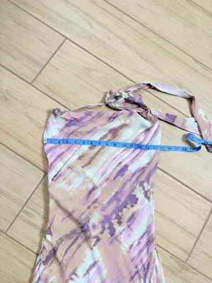 Hello Molly Full Time Glam Girl Maxi Dress Purple Abstract Cowl Neck Slit Size S thumbnail 4