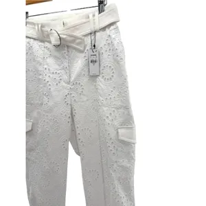 Express Super High Waisted Eyelet Belted Cargo Joggers 2 White Utility Pants NWT thumbnail 4
